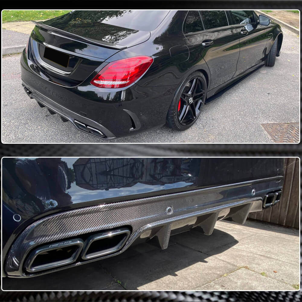 Rear bumper diffuser (for SD C43/C63 AMG 2015-2019, Carbon) for Mercedes C-class W205 2014-2021 - image 4