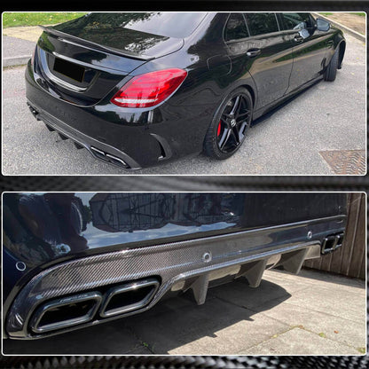 Rear bumper diffuser (for SD C43/C63 AMG 2015-2019, Carbon) for Mercedes C-class W205 2014-2021 - image 4