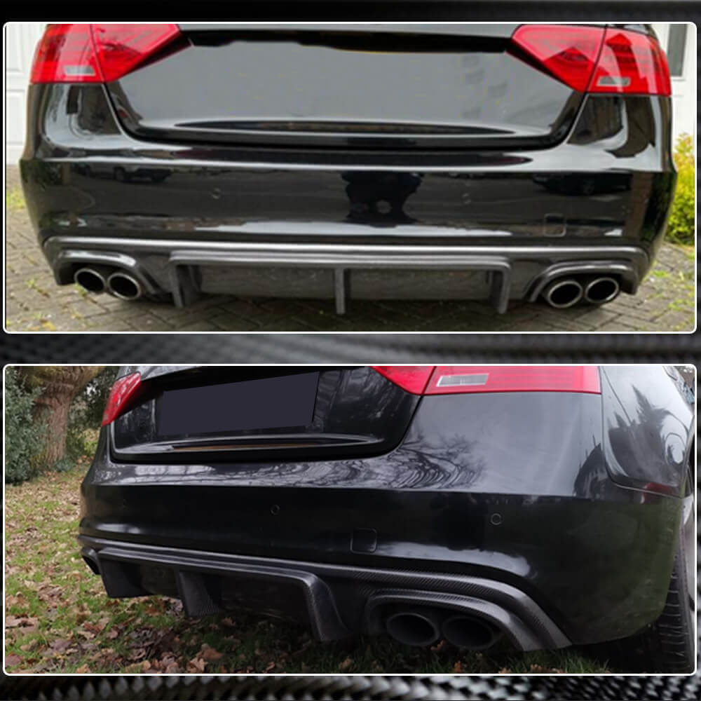 Rear bumper diffuser V3 (for S-Line 2012-2015, Carbon) for Audi A5 2007-2015 - image 4