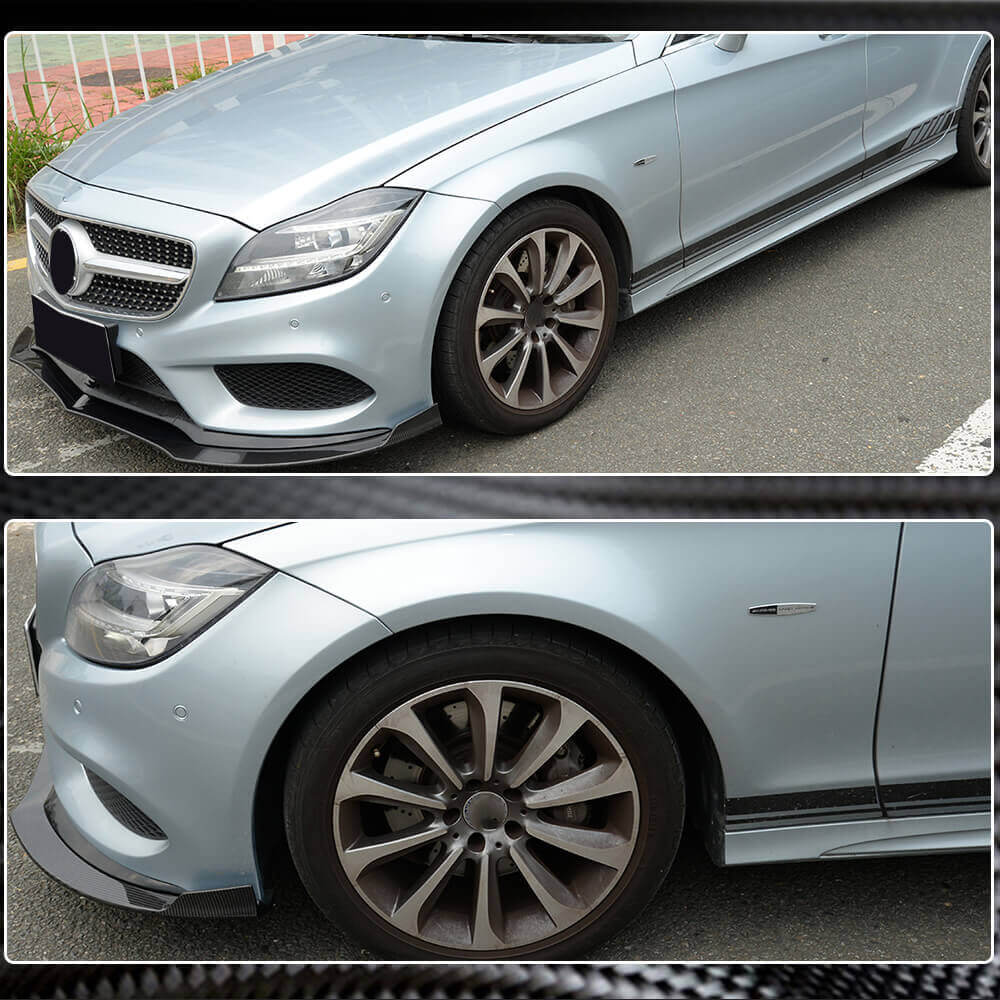 Front Bumper Lip Spoiler (for Base SD 2015-2018, Carbon) for Mercedes CLS C218 2011-2018 - image 4