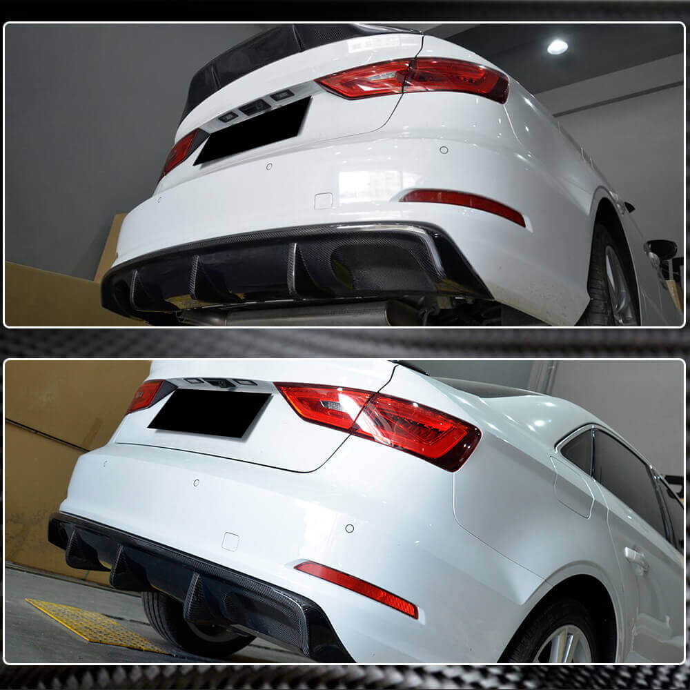 Rear bumper diffuser V2 (for Base SD 2012-2016, Carbon) for Audi A3 2012-2020 - image 4