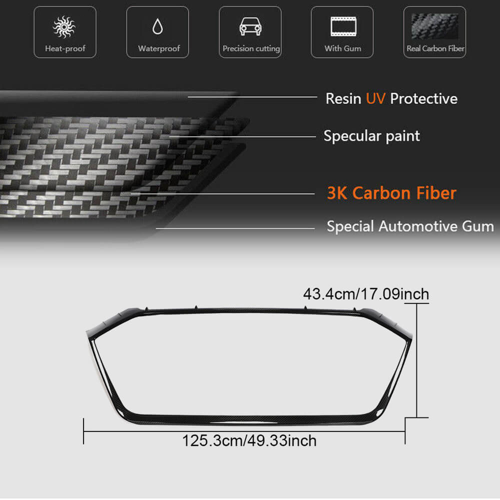 Front Grille Dry Carbon Fiber for Audi A6 C8 2018- - image 4