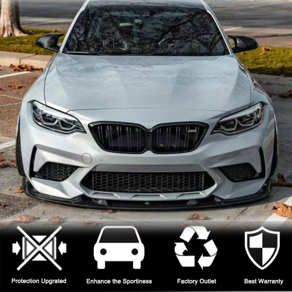 Front Bumper Lip V7 for F87 M2 Competition, Carbon for BMW 2 Series F22/F23 2014-2021 - image 4