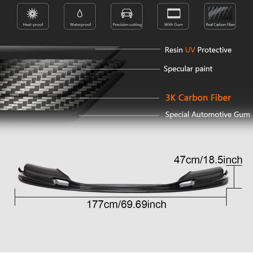 Front Bumper Lip V2 (for F10 M5, Carbon) for BMW 5 Series F10/F11 2010–2016 - image 4