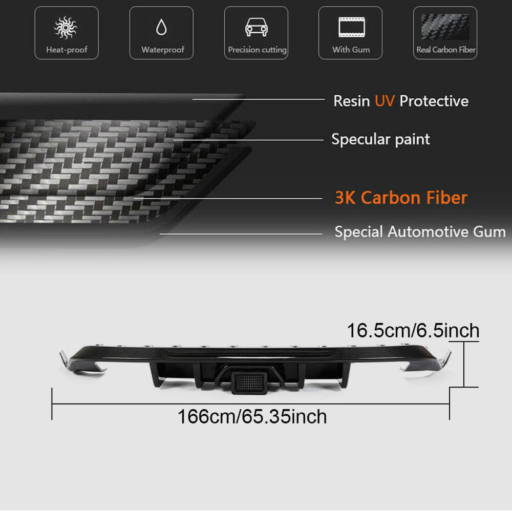 Rear Bumper Diffuser (for Base/R/GTI HB 2017-2020, Carbon) for Volkswagen Golf 7/E-Golf 2012-2020 - image 4