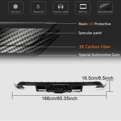 Rear Bumper Diffuser (for Base/R/GTI HB 2017-2020, Carbon) for Volkswagen Golf 7/E-Golf 2012-2020 - image 4