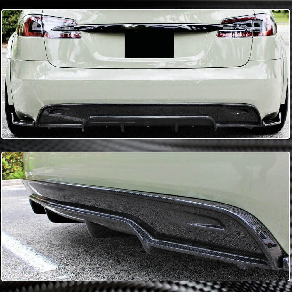 Rear Bumper Diffuser Carbon Fiber V1 (2016-2020) for Tesla Model S - image 4