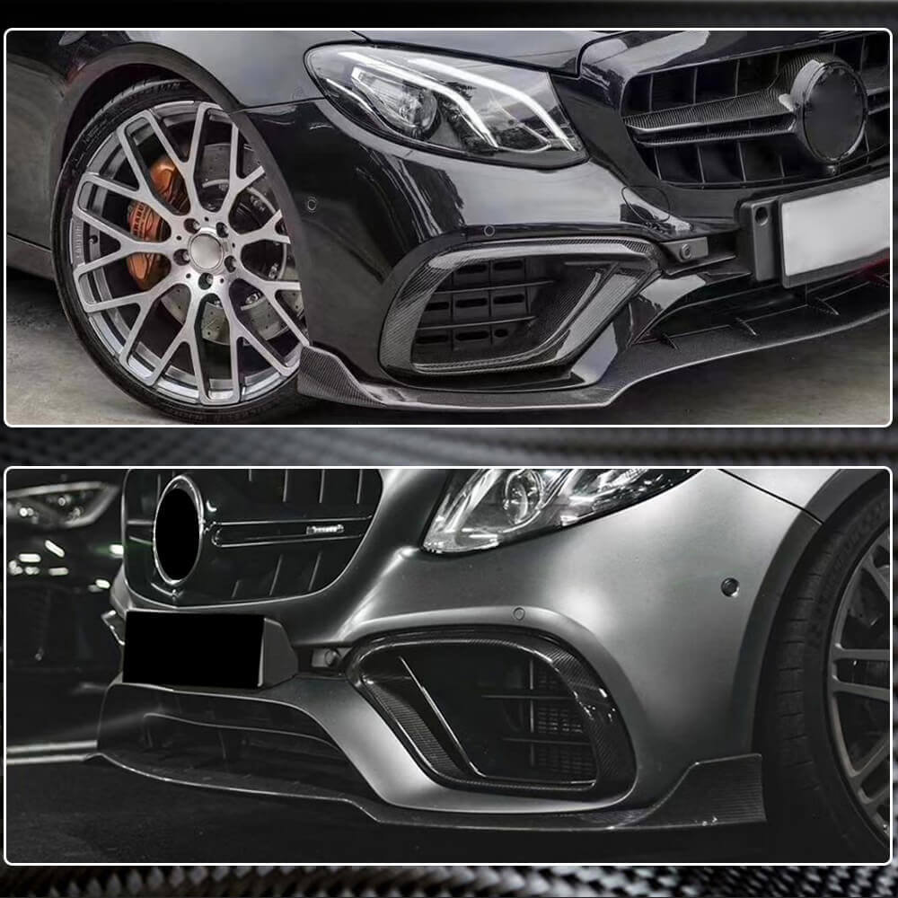 Covers on the front bumper (for E63 AMG 2016-2019, Carbon) for Mercedes E-class W213 2016-2023 - image 4