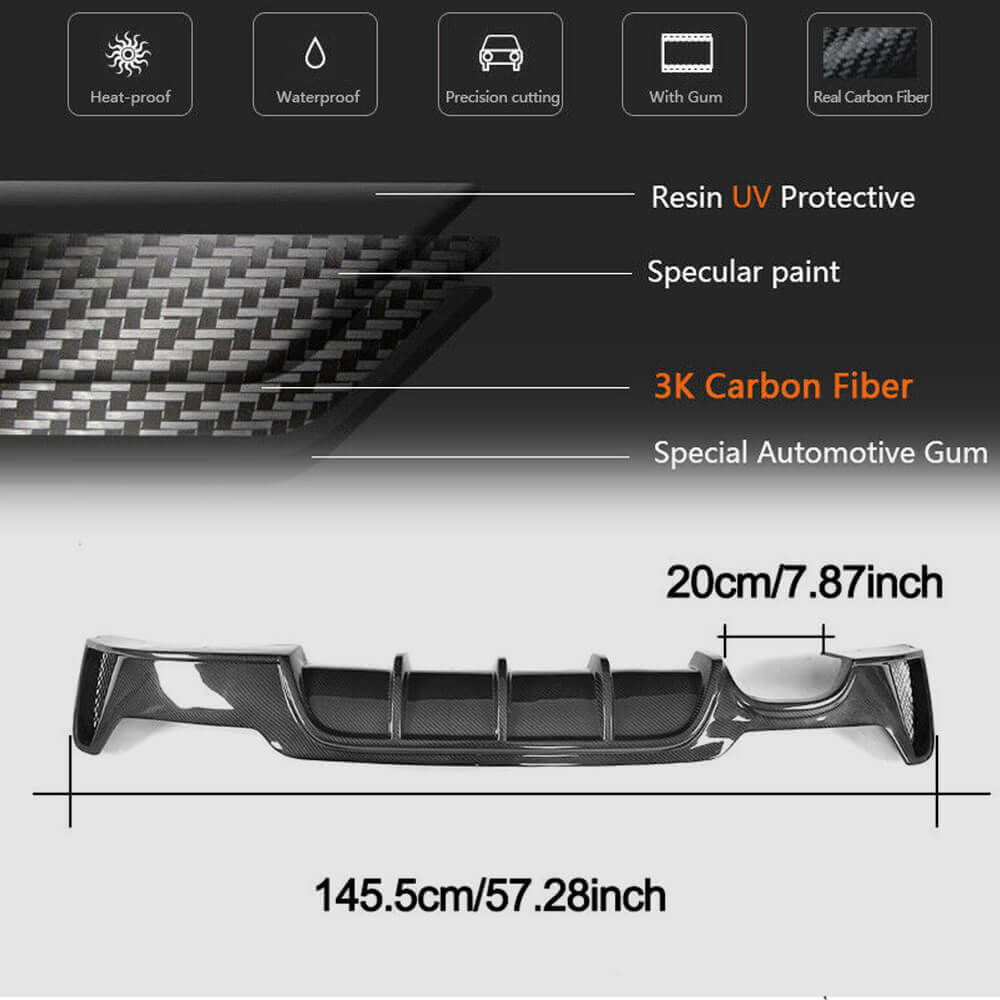 Rear Bumper Diffuser V2 (for M-Sport, Carbon) for BMW 4 Series F32/F33/F36 2012-2020 - image 4