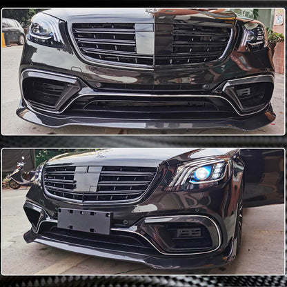 Front Bumper Lip Spoiler (for S63/S65 AMG 2018-2022, Carbon) for Mercedes S-сlass W222 2013-2022 - image 4