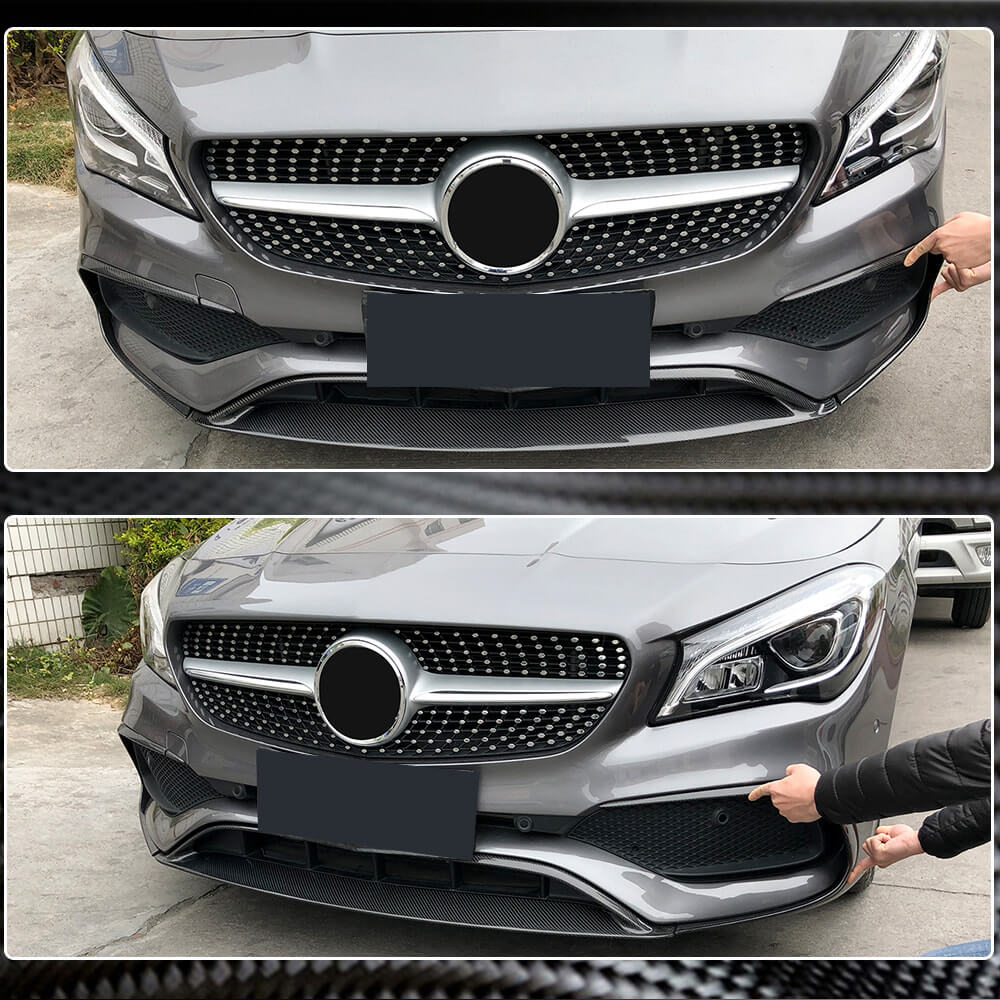 Front Bumper Lip Spoiler (for AMG-Line SD 2017-2019, Carbon) for Mercedes CLA C117 2013-2019 - image 4