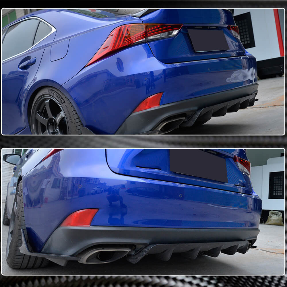 Rear Bumper Diffuser (for Base/F-Sport 2016-2020, Carbon) for Lexus IS 2013- - image 4