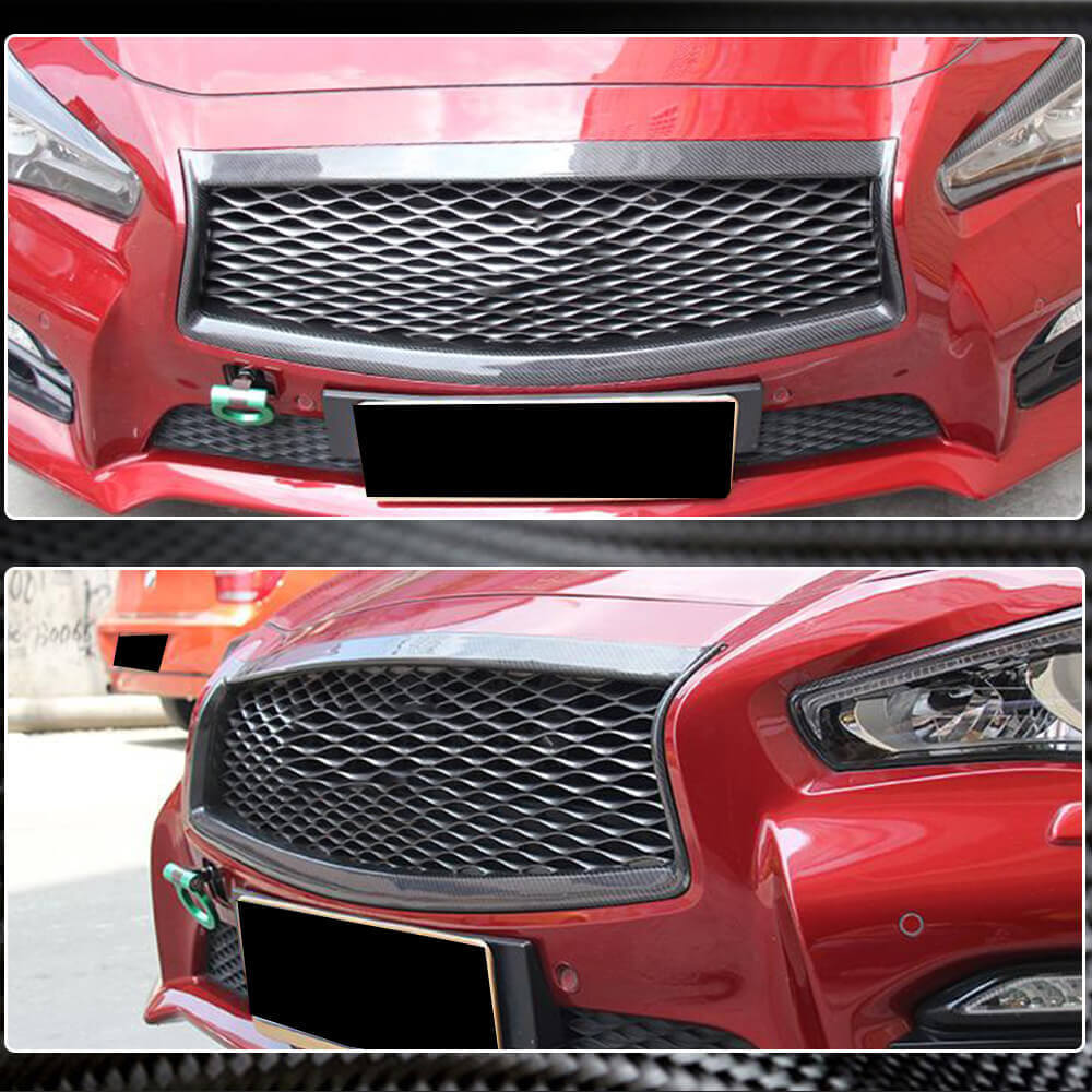 Radiator grille outline (for Q50 Base/Sport 2014-2017, Carbon) for Infiniti Q50/Q60 2013-2024 - image 4