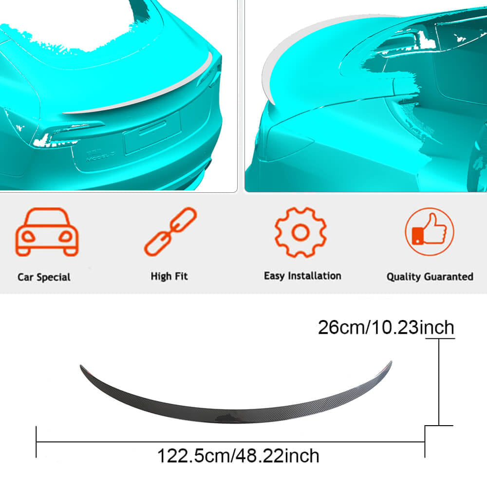 Rear Trunk Spoiler Dry Carbon Fiber V2 (2023-2025) for Tesla Model 3 - image 4