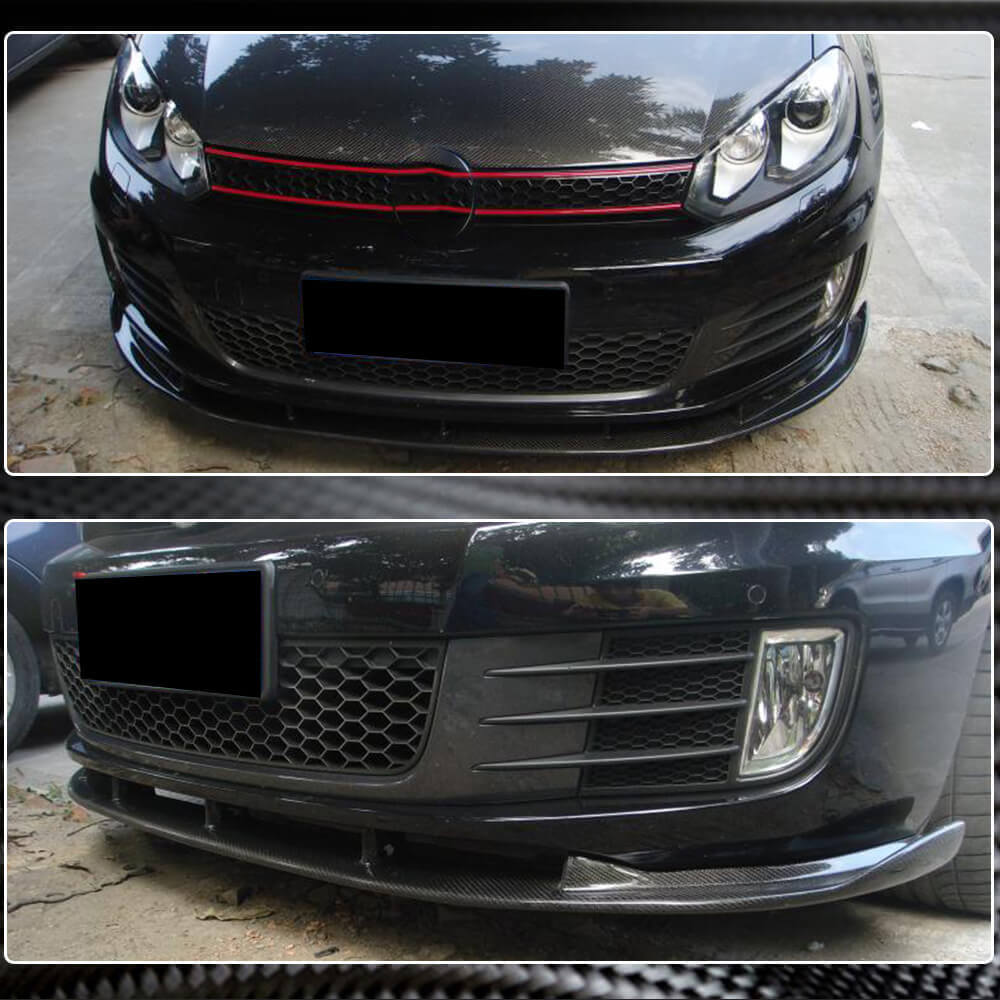 Front Bumper Lip V2 for GTI HB 2010-2013 Carbon for Volkswagen Golf 6 2008-2014 - image 4