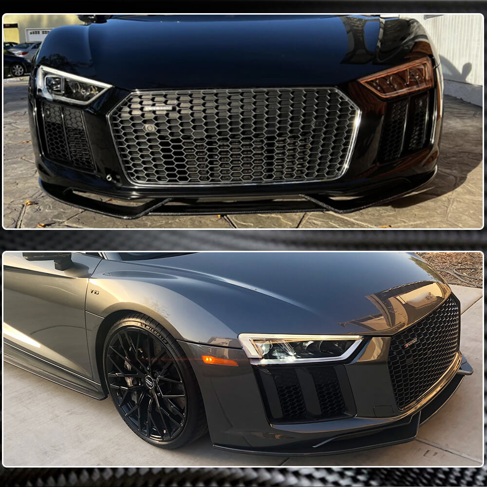 Front Bumper Lip Carbon Fiber V2 for Audi R8 2015- - image 4