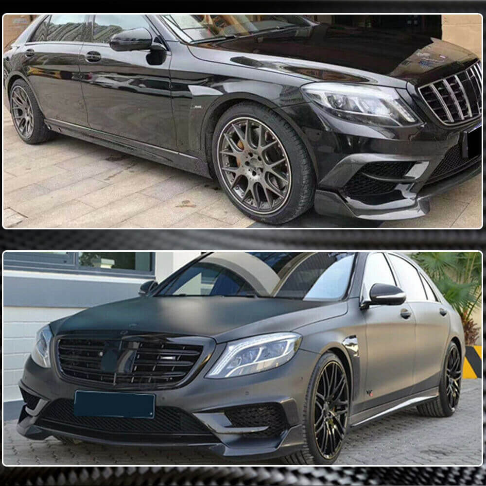 Front bumper extensions V1 for S63 AMG 2014-2017 Carbon for Mercedes S-сlass W222 2013-2020 - image 4