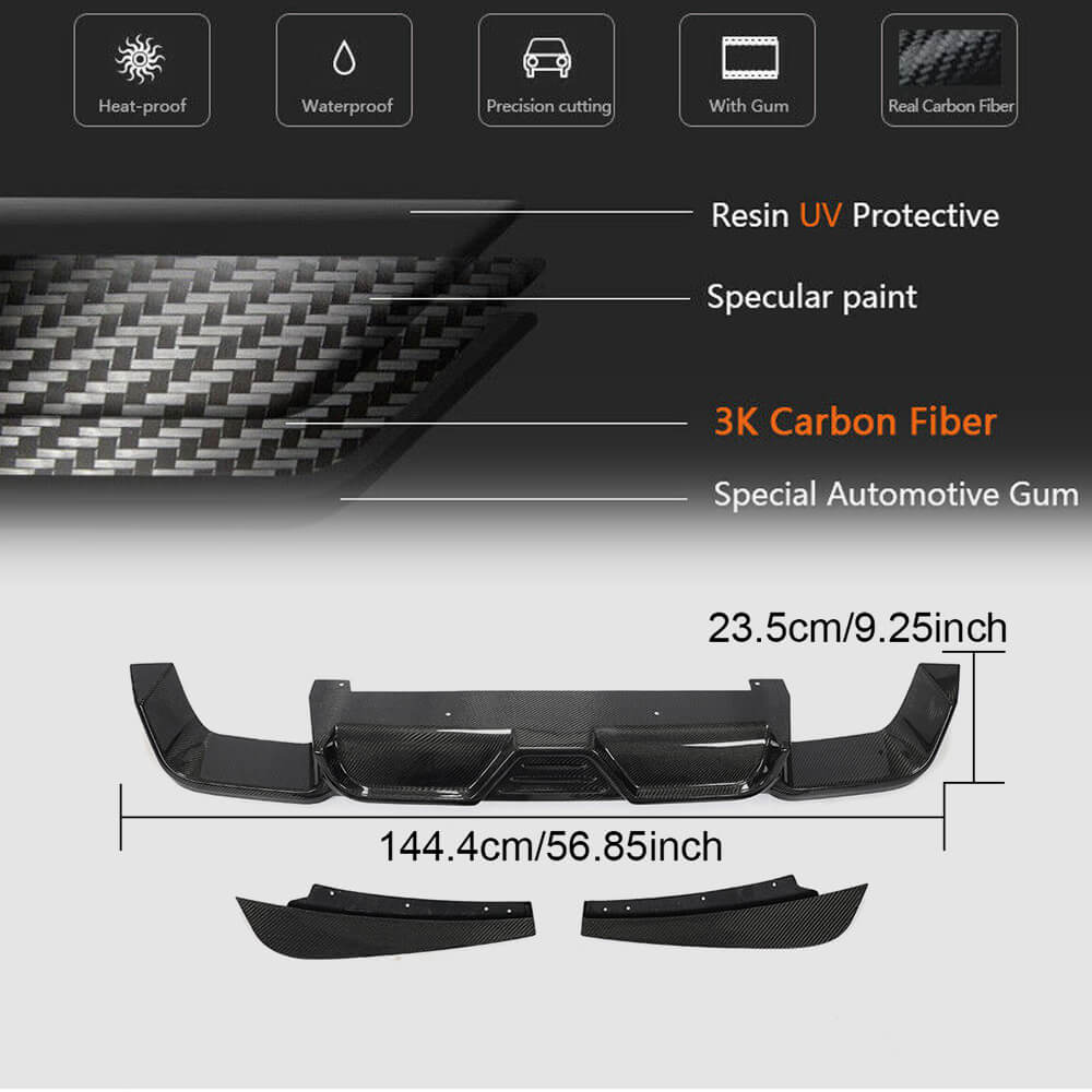 Rear Bumper Diffuser Carbon Fiber (for F97) for BMW X3 G01 2018- - image 4