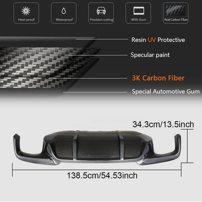 Rear Bumper Diffuser V1 for F10 M-Sport, Carbon for BMW 5 Series F-10/11/07 2010-2016 - image 4