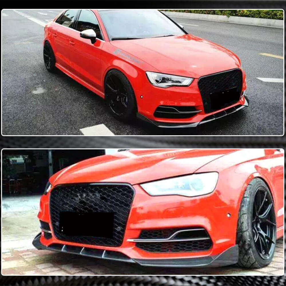 Front Bumper Lip Spoiler Lip V2 (for S-Line Sedan 2012-2016, Carbon) for Audi A3 2012-2020 - image 4