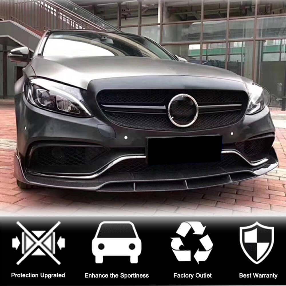 Front Bumper Lip V4 for SD C63 AMG 2015-2019 Carbon for Mercedes C-сlass W205 2014-2021 - image 4