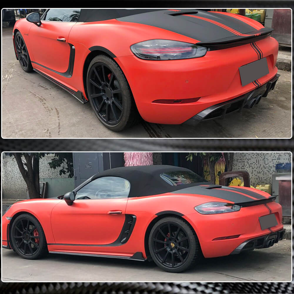 Rear Bumper Diffuser V1 (2016-2019, Carbon) for Porsche Boxster/Cayman 982 (718) 2016- - image 4