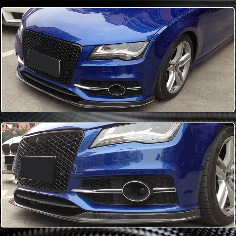 Front Bumper Lip V2 (for S-Line 2010-2014, Carbon) for Audi A7 2010-2018 - image 4