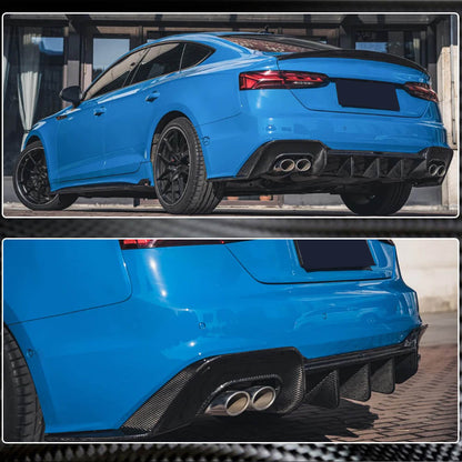 Rear Bumper Diffuser V1 (for S-Line 2021-2025, Carbon) for Audi A5 2016-2025 - image 4