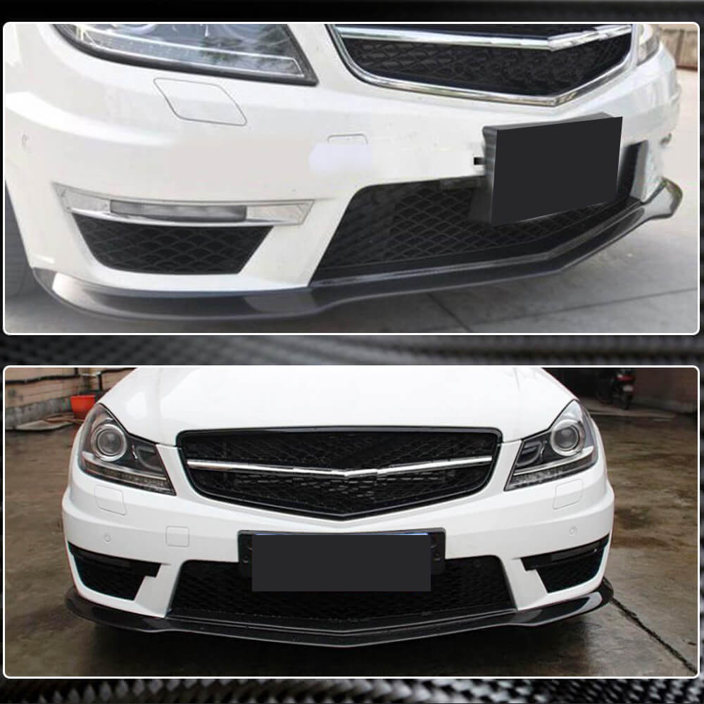Front Bumper Lip V2 Overlay (for AMG 2012-2014, Dry Carbon) for Mercedes C-class W204 2007-2015 - image 4