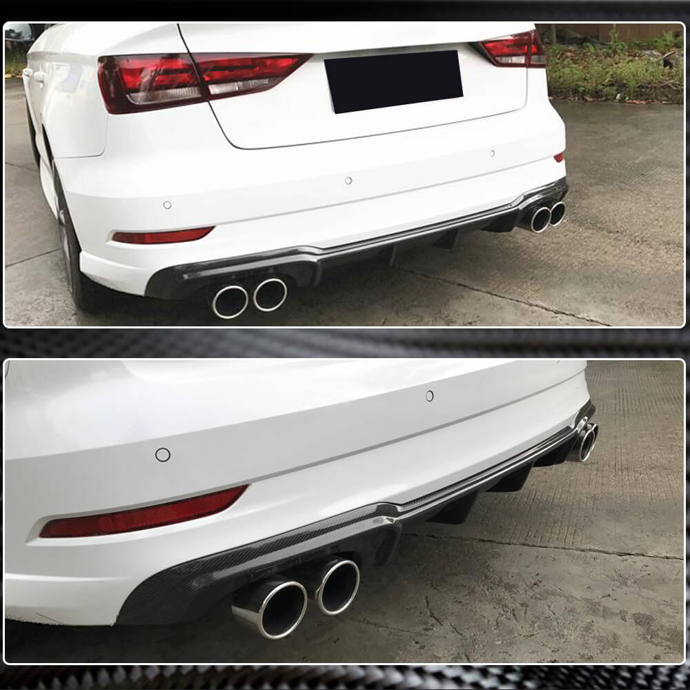Rear bumper diffuser V5 (for S-Line SD 2017-2020, Carbon) for Audi A3 2012-2020 - image 4