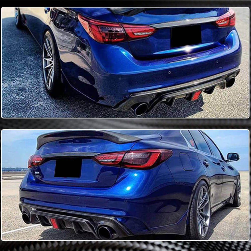 Rear Bumper Diffuser V3 (for Q50 Base/Sport 2018-2023, Carbon) for Infiniti Q50/Q60 2013-2024 - image 4