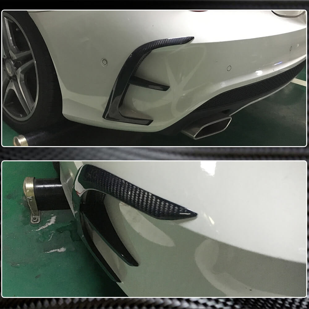 Rear bumper covers (for AMG-Line / CLA45 AMG SD 2013-2016, Carbon) for Mercedes CLA C117 2013-2019 - image 4