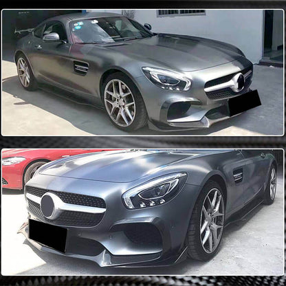 Front Bumper Lip Spoiler (for 2015-2017, Carbon) for Mercedes AMG GT C190/R190 2014-2022 - image 4