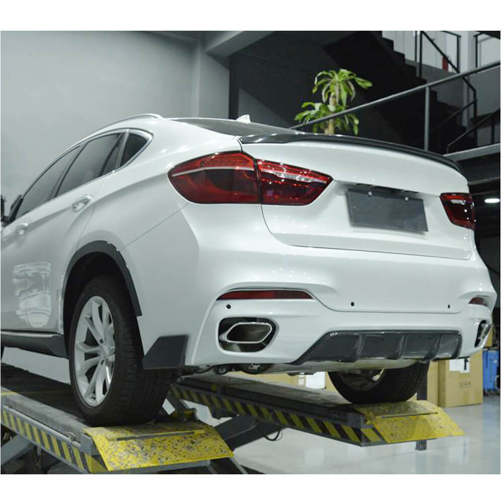Rear Bumper Diffuser With Splitters Carbon Fiber V1 (M-Sport) for BMW X6 F-16 2014-2019 - image 4