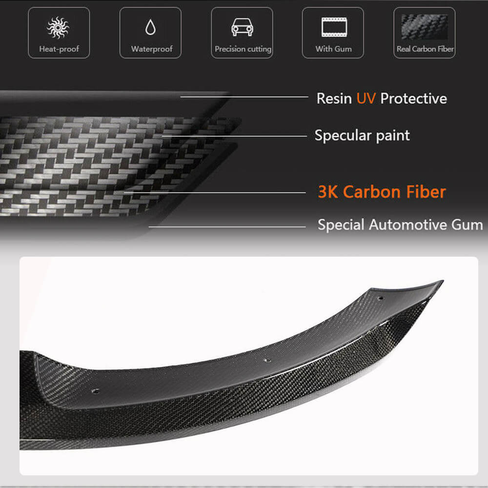 Front Bumper Lip Spoiler V2 (for SD Base 2019-2021, Carbon) for Mercedes C-сlass W205 2014-2021 - image 4