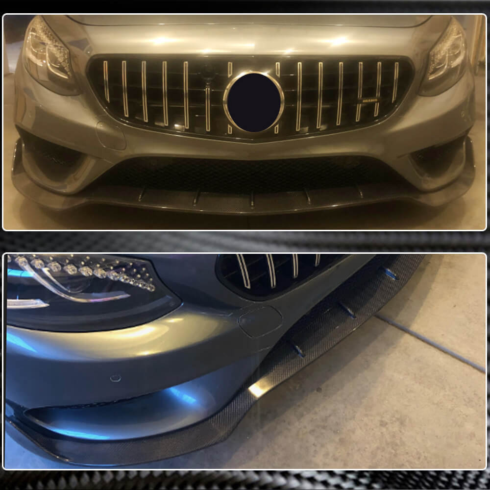 Front Bumper Lip V3 Add-on (for AMG-Line 2015-2018, Carbon) for Mercedes S-class C217 Coupe 2014-2020 - image 4