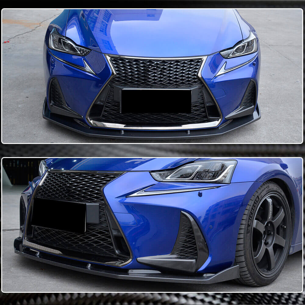 Front Bumper Lip Spoiler (for Base/F-Sport 2016-2020, Carbon) for Lexus IS 2013- - image 4