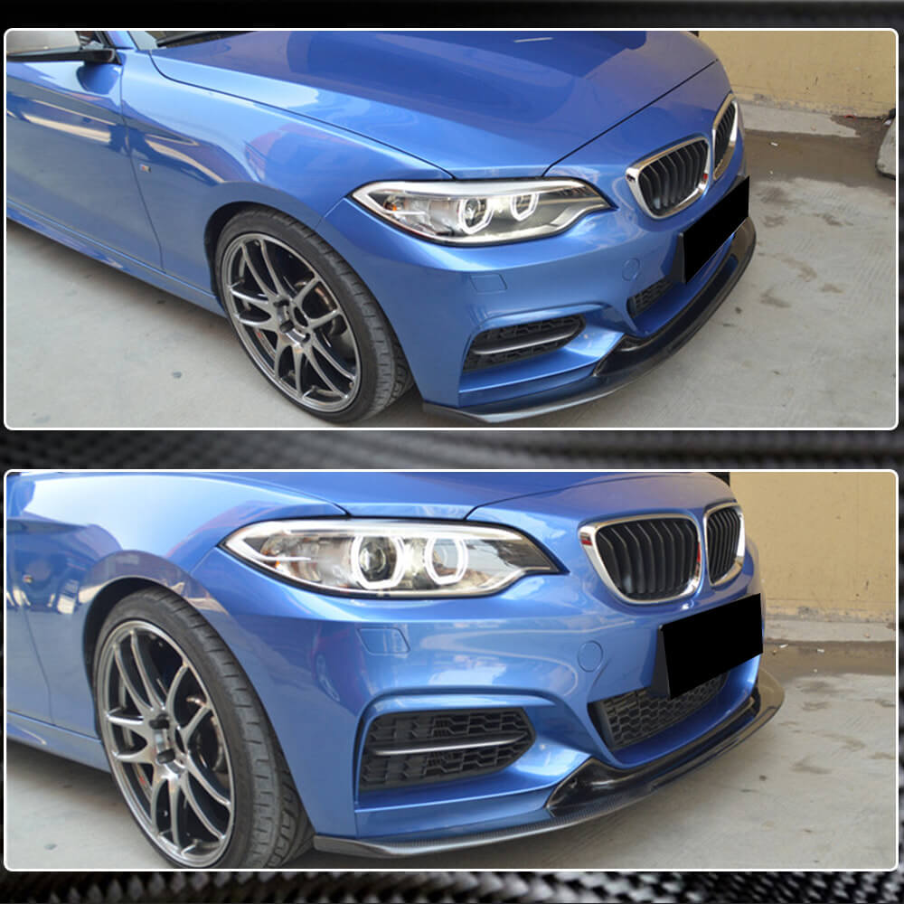 Front Bumper Lip V1 for F22/F23 M-Sport, Carbon for BMW 2 Series F22/23 2014-2021 - image 4