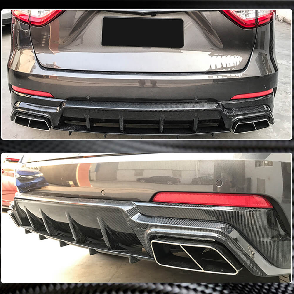 Rear Bumper Diffuser V1 (for Base/S, Carbon) for Maserati Levante 2016- - image 4