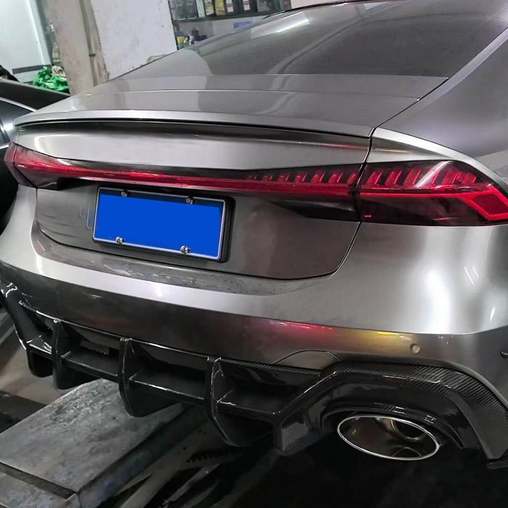 Rear Bumper Diffuser (for RS7 2018-2022, Dry Carbon) for Audi A7 2018- - image 4