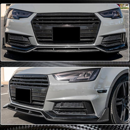 Front bumper lip spoiler Lip V2 (for S-Line Sedan 2015-2019, Carbon) for Audi A4 B9 2015-2024 - image 4