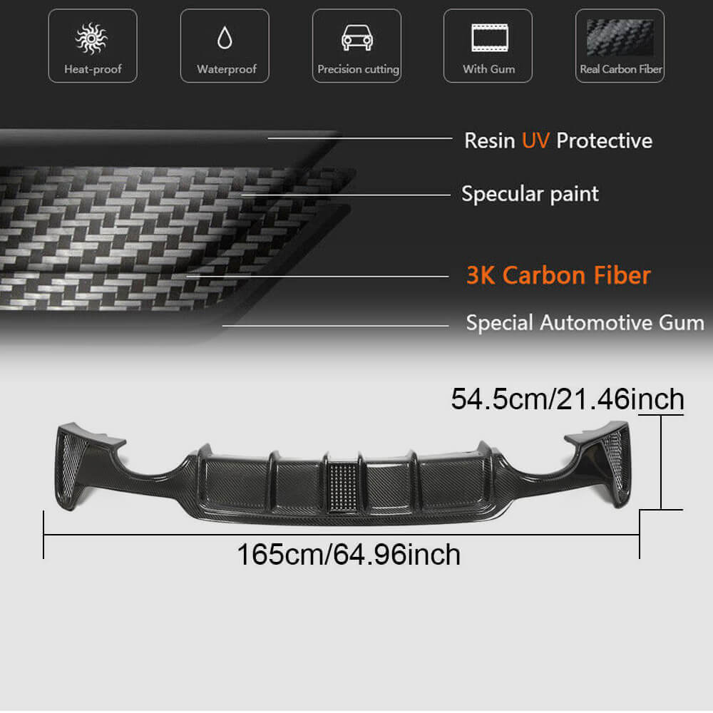 Rear Bumper Diffuser LED Light Carbon Fiber V7 (M-Sport) for BMW 4 series F-32 2012-2020 - image 4
