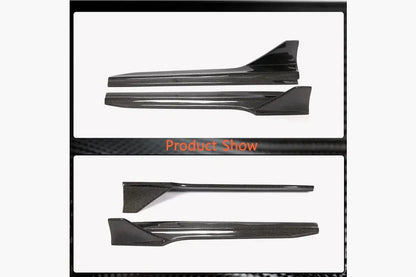 Side skirt extensions (for S-Line Sedan 2019-2024, Carbon) for Audi A4 B9 2015-2024 - image 4