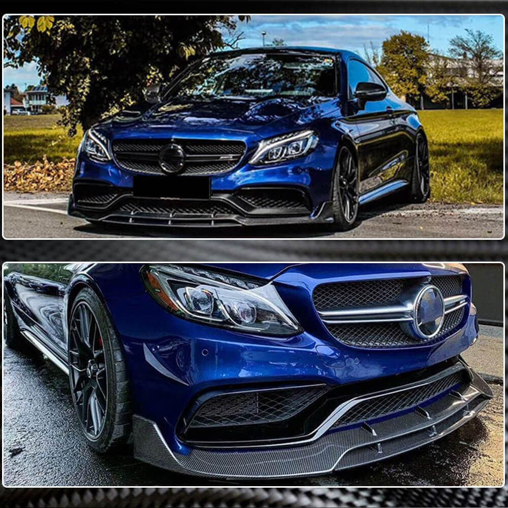 Front Bumper Lip V2 (for Coupe/Cabriolet C63 AMG 2015-2019, Carbon) for Mercedes C-сlass W205 2014-2021 - image 4
