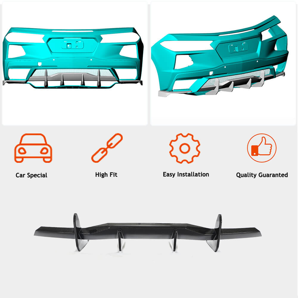 Rear Bumper Diffuser V2 (2019-2022, Carbon) for Chevrolet Corvette C8 2019- - image 4