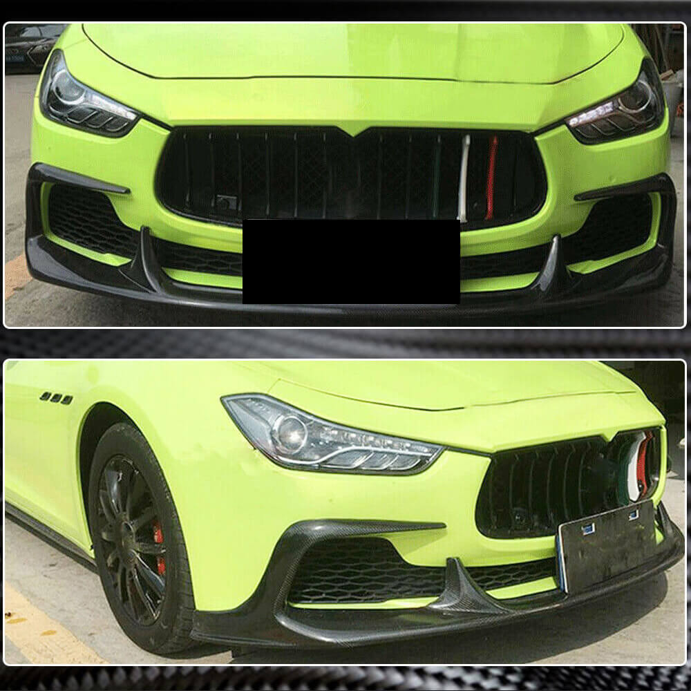 Front Bumper Lip V1 (for Base/S/S Q4 2013-2017, Carbon) for Maserati Ghibli 2013-2023 - image 4