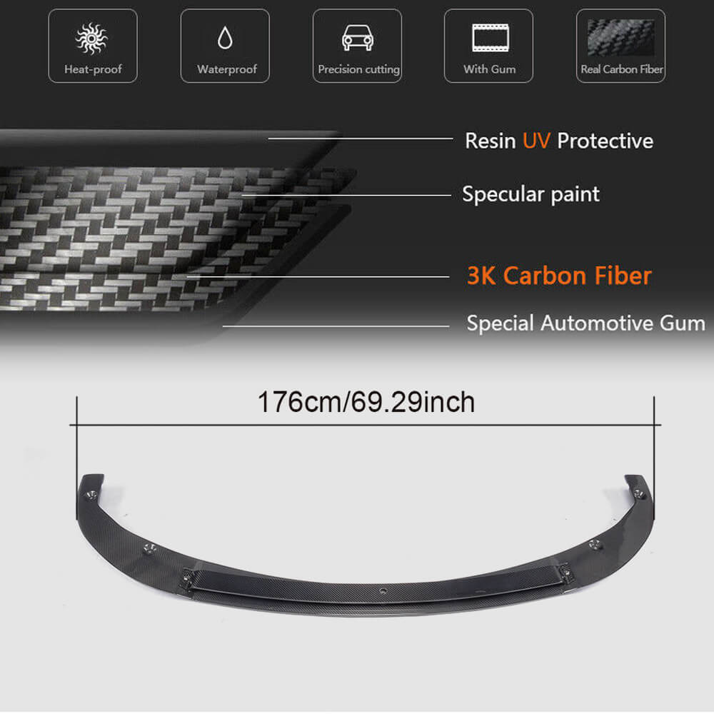Lip V2 front bumper cover (for Q50 Base 2014-2017, Carbon) for Infiniti Q50/Q60 2013-2024 - image 4