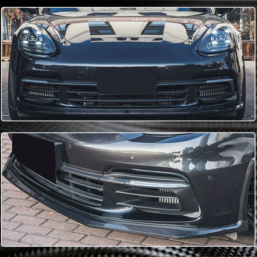 Front Bumper Lip Spoiler (2016-2020, Carbon) for Porsche Panamera 2016-2023 - image 4