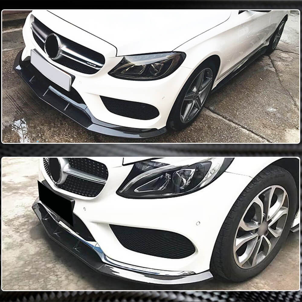 Lip V3 front bumper cover (for C43 AMG 2015-2019, Carbon) for Mercedes C-class W205 2014-2021 - image 4