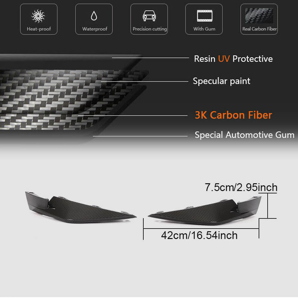 Front Bumper Flap Extensions (for G80, Carbon) for BMW 3 Series G20/G21 2018- - image 4